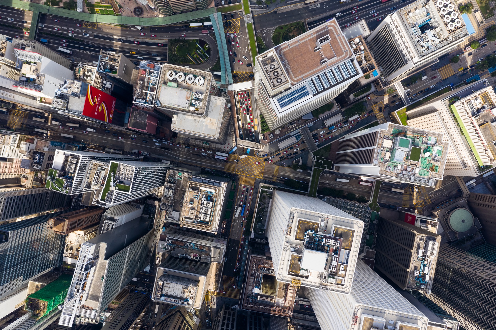 Central, Hong Kong 01 November 2018:- Top view of Hong Kong business office tower